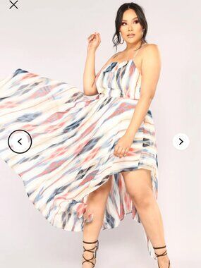FASION NOVA ASYMETRICAL CUT OUT MAXI ART PRINT DRESS SZ 1x